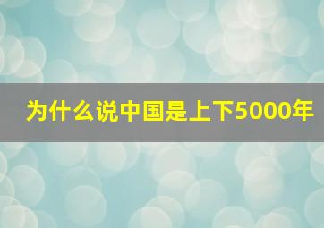 为什么说中国是上下5000年