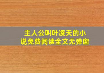 主人公叫叶凌天的小说免费阅读全文无弹窗