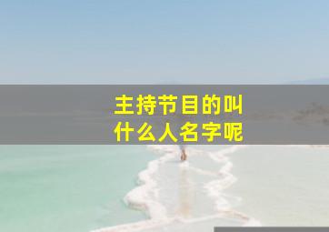 主持节目的叫什么人名字呢