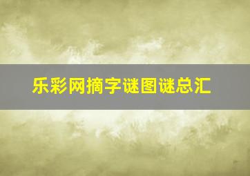 乐彩网摘字谜图谜总汇