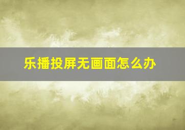 乐播投屏无画面怎么办