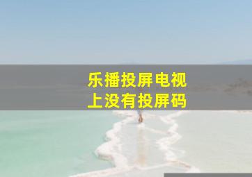 乐播投屏电视上没有投屏码