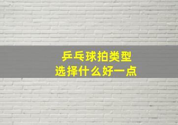 乒乓球拍类型选择什么好一点