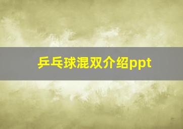 乒乓球混双介绍ppt