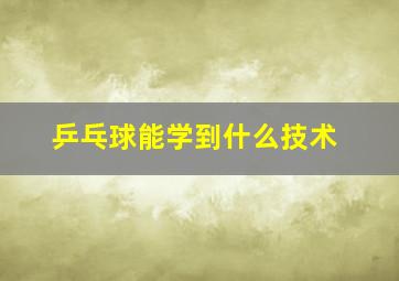 乒乓球能学到什么技术