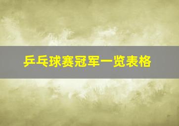 乒乓球赛冠军一览表格