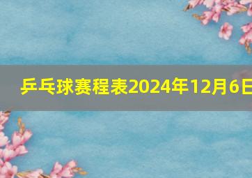 乒乓球赛程表2024年12月6日