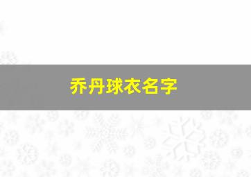 乔丹球衣名字