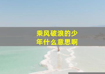 乘风破浪的少年什么意思啊