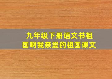 九年级下册语文书祖国啊我亲爱的祖国课文