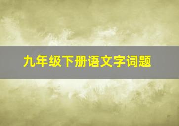 九年级下册语文字词题