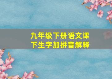 九年级下册语文课下生字加拼音解释