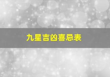 九星吉凶喜忌表