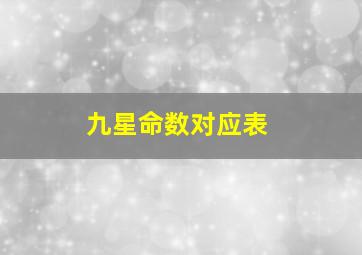 九星命数对应表