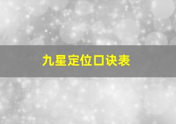 九星定位口诀表