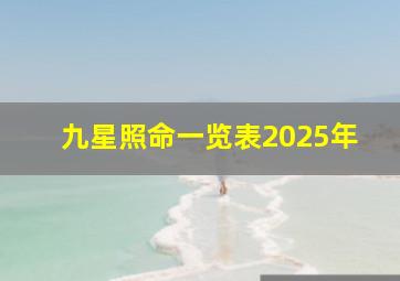 九星照命一览表2025年