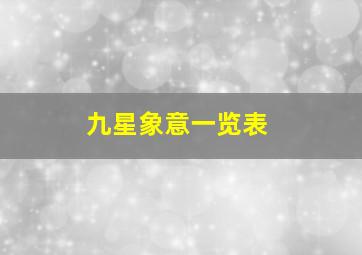 九星象意一览表