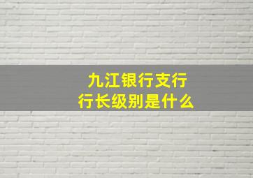 九江银行支行行长级别是什么