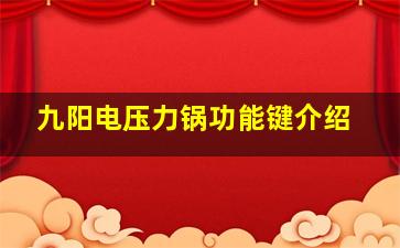 九阳电压力锅功能键介绍