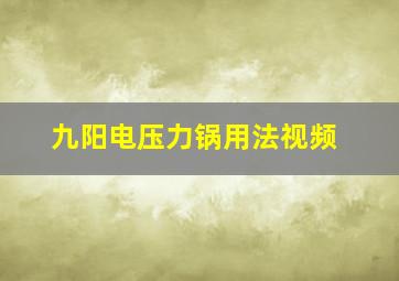 九阳电压力锅用法视频