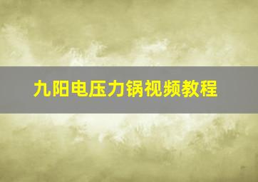 九阳电压力锅视频教程