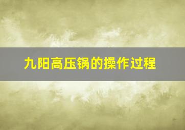 九阳高压锅的操作过程