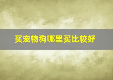 买宠物狗哪里买比较好