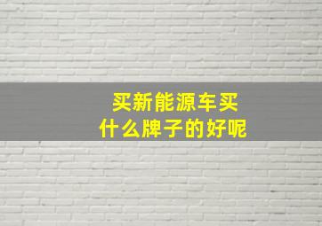 买新能源车买什么牌子的好呢