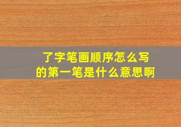 了字笔画顺序怎么写的第一笔是什么意思啊