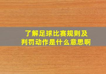 了解足球比赛规则及判罚动作是什么意思啊