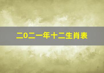 二0二一年十二生肖表