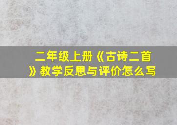 二年级上册《古诗二首》教学反思与评价怎么写