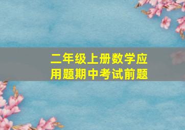 二年级上册数学应用题期中考试前题