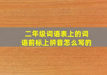 二年级词语表上的词语前标上拼音怎么写的