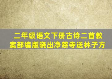 二年级语文下册古诗二首教案部编版晓出净慈寺送林子方