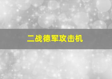 二战德军攻击机