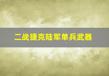 二战捷克陆军单兵武器