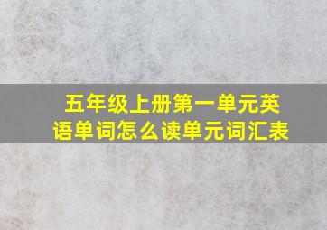 五年级上册第一单元英语单词怎么读单元词汇表