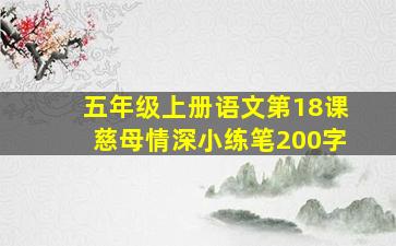 五年级上册语文第18课慈母情深小练笔200字