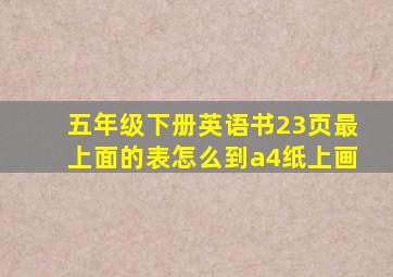 五年级下册英语书23页最上面的表怎么到a4纸上画