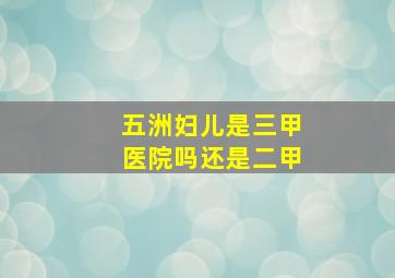 五洲妇儿是三甲医院吗还是二甲