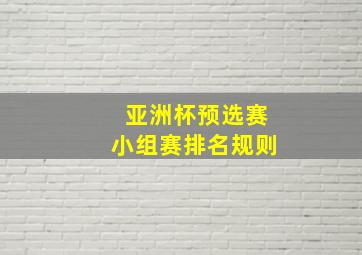 亚洲杯预选赛小组赛排名规则