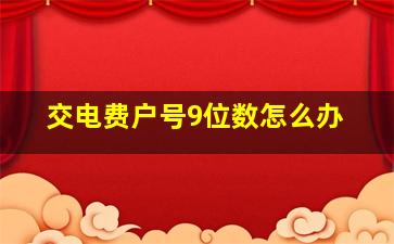 交电费户号9位数怎么办