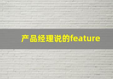 产品经理说的feature