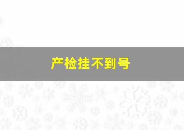 产检挂不到号