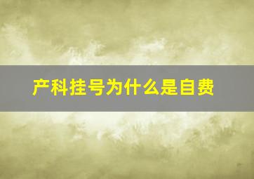 产科挂号为什么是自费