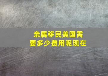 亲属移民美国需要多少费用呢现在