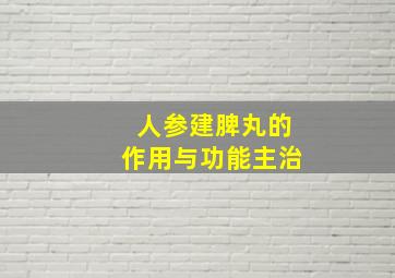 人参建脾丸的作用与功能主治