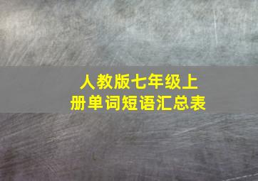 人教版七年级上册单词短语汇总表