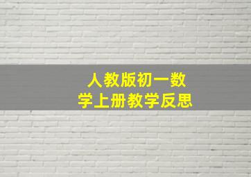 人教版初一数学上册教学反思